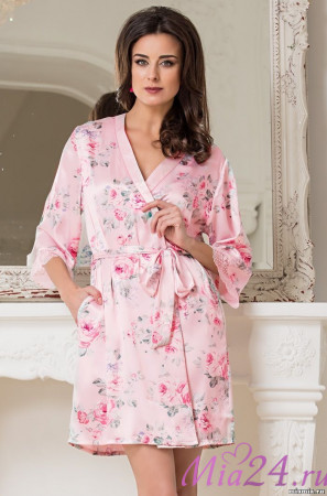 3023 Халат шелковый "Rosalinda" розовый