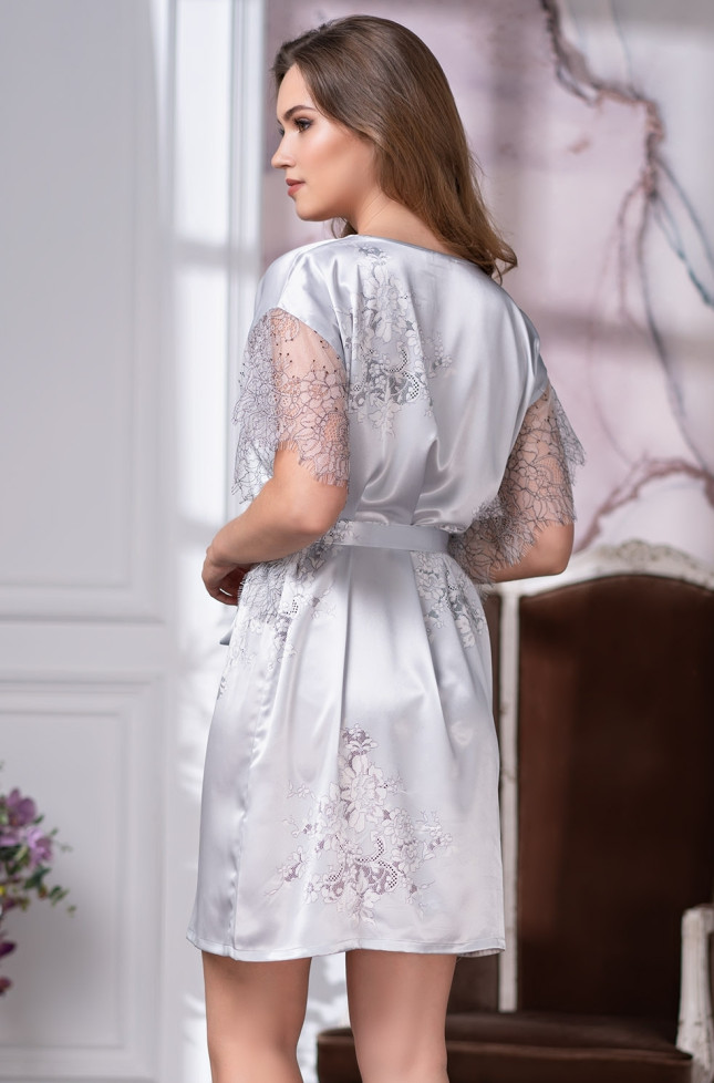 Туника шелковая с кружевом Mia Amore "Kelly" 3574 серый