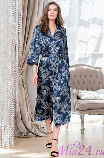 Халат длинный женский на пуговицах Mia-Amore Vanessa 3779