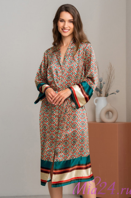 Халат женский шелковый на пуговицах Mia-Amore "Brianna" 4337 Халат женский шелковый на пуговицах Mia-Amore "Brianna" 4337