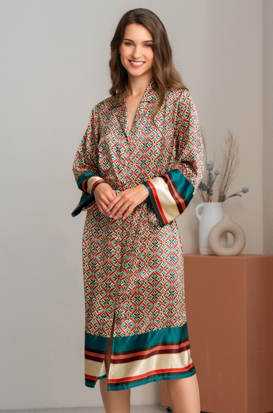 Халат женский шелковый на пуговицах Mia-Amore "Brianna" 4337