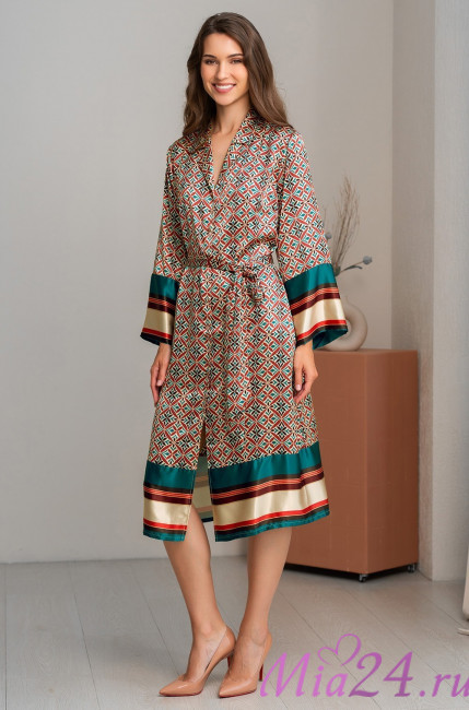 Халат женский шелковый на пуговицах Mia-Amore "Brianna" 4337 Халат женский шелковый на пуговицах Mia-Amore "Brianna" 4337