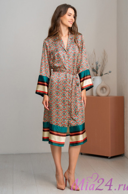 Халат женский шелковый на пуговицах Mia-Amore "Brianna" 4337 Халат женский шелковый на пуговицах Mia-Amore "Brianna" 4337