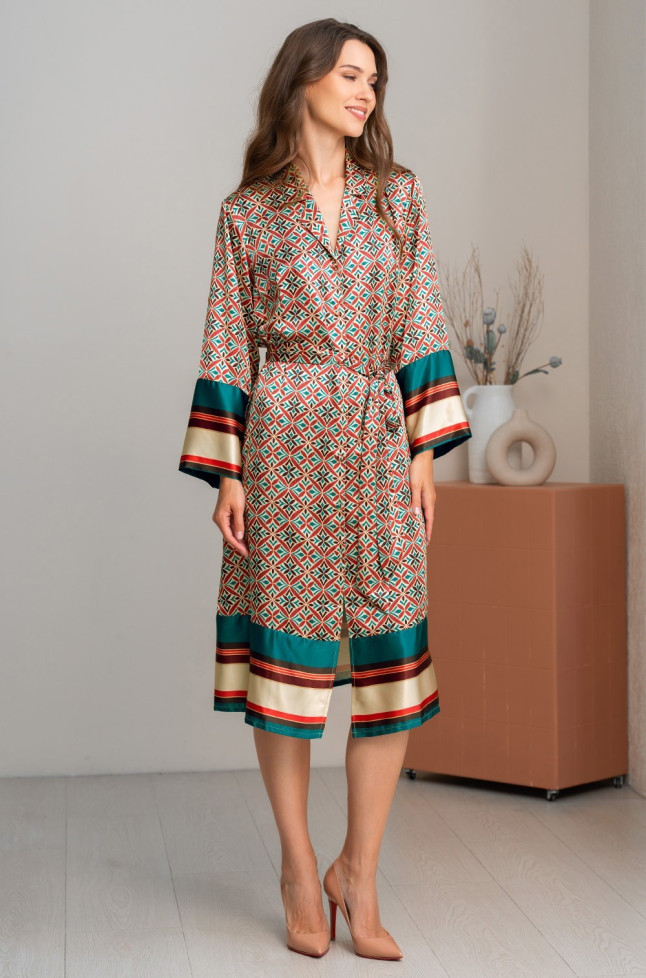 Халат женский шелковый на пуговицах Mia-Amore "Brianna" 4337