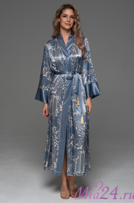 Халат длинный запашной женский Jane 4659 'Mia-Amore' - шелковый 