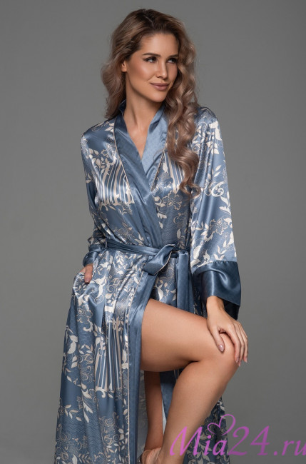 Халат длинный запашной женский Jane 4659 'Mia-Amore' - шелковый 