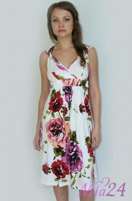 Платье женское Серебряная ладья 1004 цветы на белом