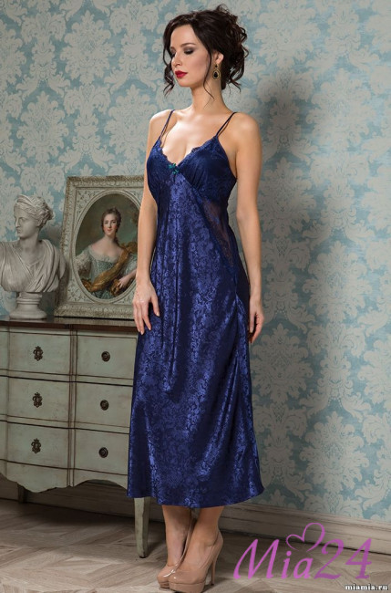 Сорочка длинная женская Mia Amore "Angelina Deluxe" 9538 синий Сорочка длинная женская Mia Amore "Angelina Deluxe" 9538 синий