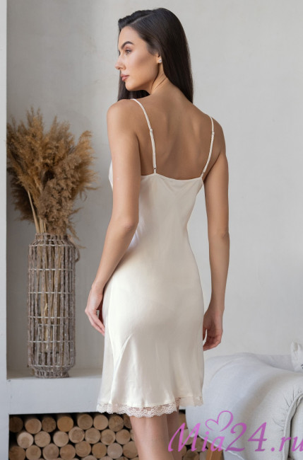 Однотонная сорочка из шелка с вискозой Mia-Amore "Amely" 5041 молочный 