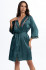 Халат короткий женский Valensia 3263 'Mia-Amore' - шел 70%, малахитовый, с цветочной вышивкой