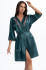 Халат короткий женский Valensia 3263 'Mia-Amore' - шел 70%, малахитовый, с цветочной вышивкой