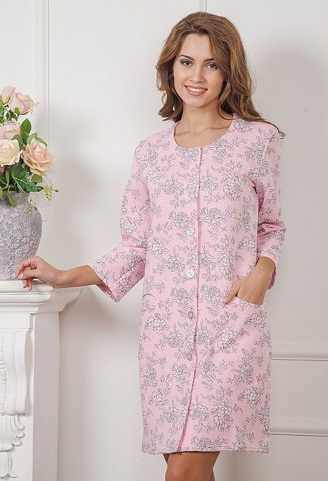 466 Халат домашний "Cleo" розовый, серый