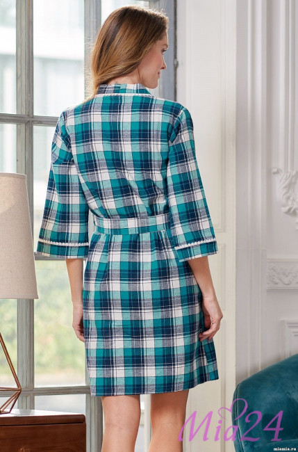 Халат женский из фланели Mia-Mella "Scotland" 6563 зеленый