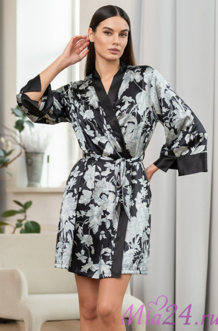 Халат женский шелковый Mia-Amore "Vittoria" 5153 черный