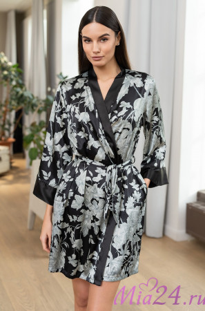 Халат женский шелковый Mia-Amore "Vittoria" 5153 черный Халат женский шелковый Mia-Amore "Vittoria" 5153 черный