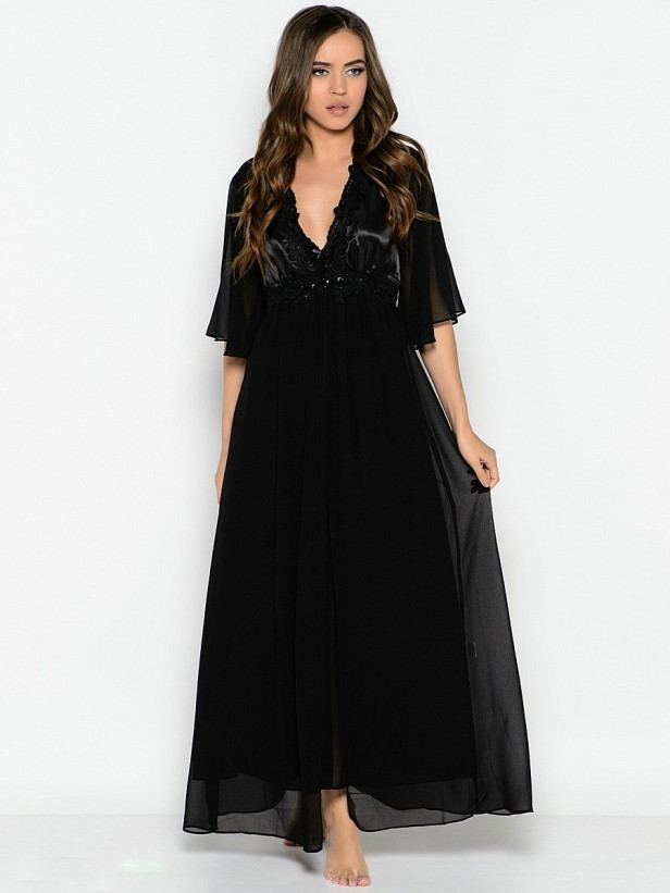 Пеньюар длинный из шифона Mia-Mia "Milady" 7727 черный