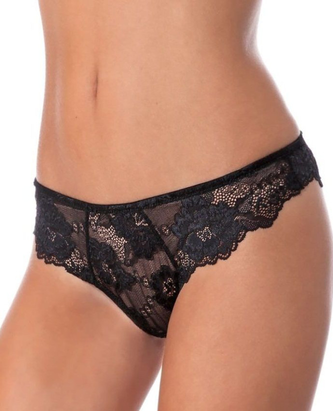 Кружевные трусы-бразильяна Lormar "Prestige" My Class черный