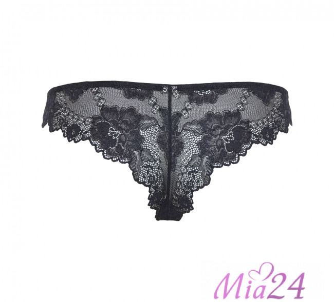 Кружевные трусы-бразильяна Lormar "Prestige" My Class черный