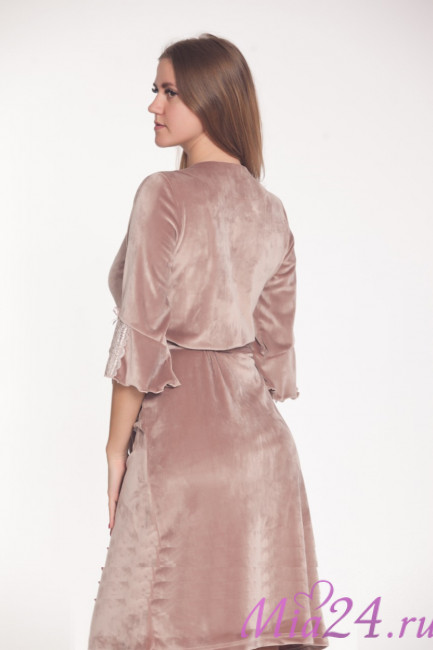 Халат велюровый женский Весталия 3707 кофейный