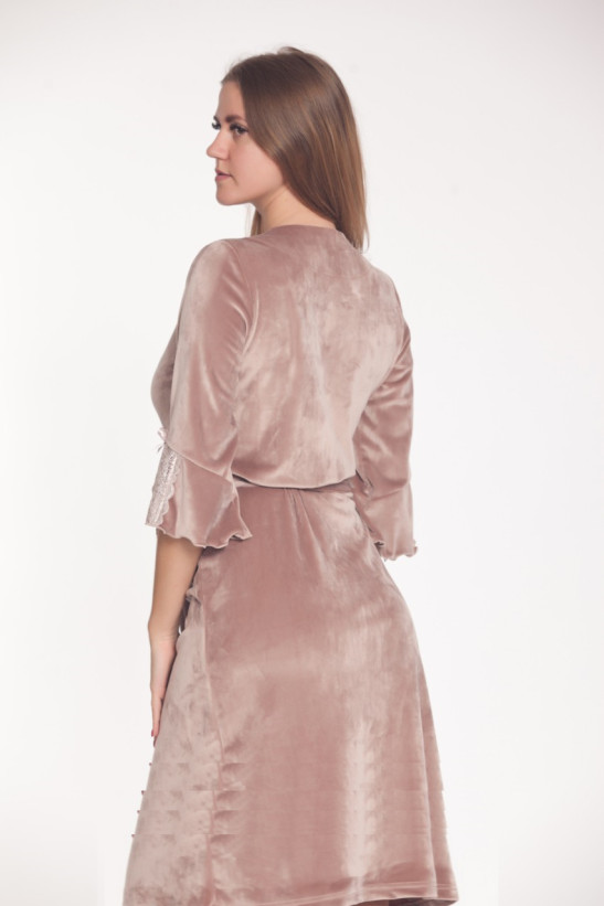 Халат велюровый женский Весталия 3707 кофейный