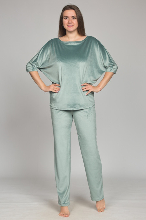 Костюм женский домашний велюровый "Весталия" 7787 фисташка