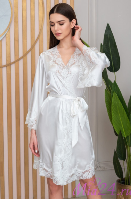 Халат женский шелковый Mia-Amore "Adelina" 4173 белый  Халат женский шелковый Mia-Amore "Adelina" 4173 белый