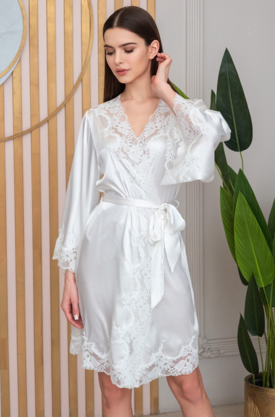 Халат женский шелковый Mia-Amore "Adelina" 4173 белый
