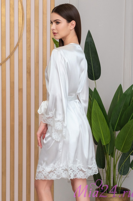 Халат женский шелковый Mia-Amore "Adelina" 4173 белый  Халат женский шелковый Mia-Amore "Adelina" 4173 белый