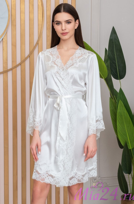 Халат женский шелковый Mia-Amore "Adelina" 4173 белый  Халат женский шелковый Mia-Amore "Adelina" 4173 белый