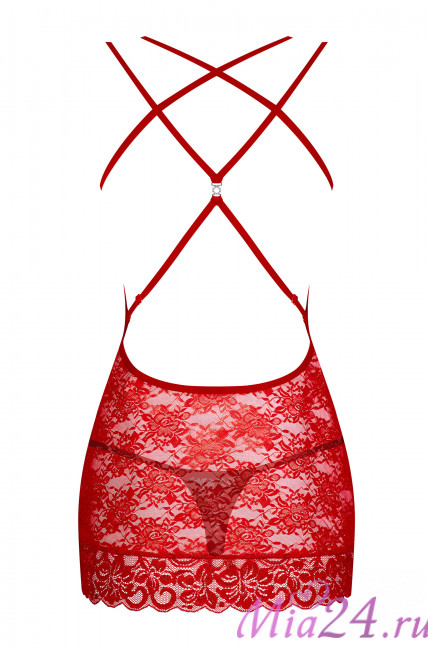 Кружевная сорочка с трусиками Obsessive Os_860 красный