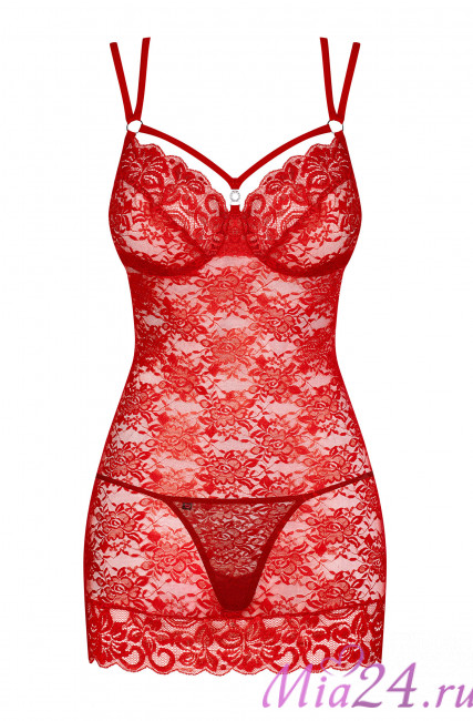 Кружевная сорочка с трусиками Obsessive Os_860 красный