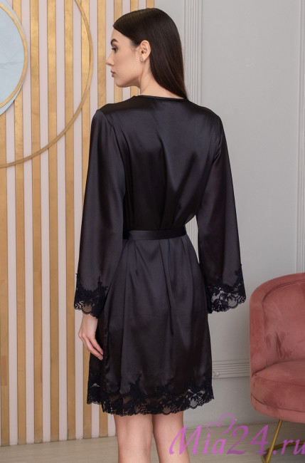 Халат женский шелковый Mia-Amore "Adelina" 4173 черный Халат женский шелковый Mia-Amore "Adelina" 4173 черный