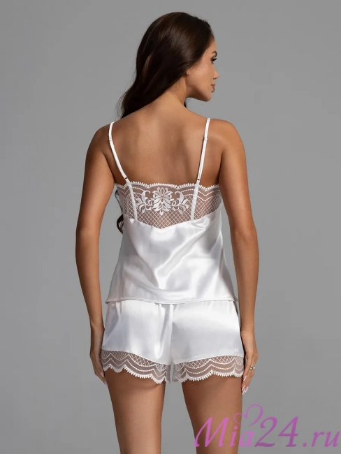 Пижама женская шелковая с шортами Mia-Amore "Regina" 3902 белый