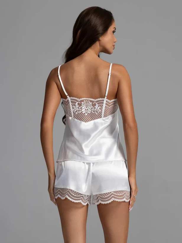 Пижама женская шелковая с шортами Mia-Amore "Regina" 3902 белый