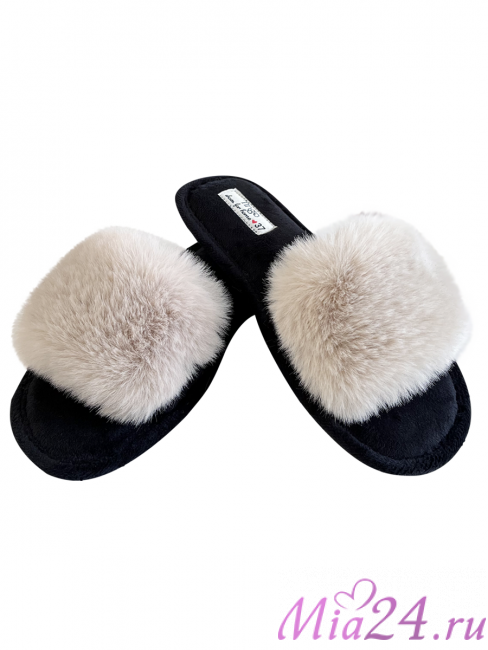 Тапочки домашние женские TINGO HL2447 - с мехом, бежевые, размеры 36-41