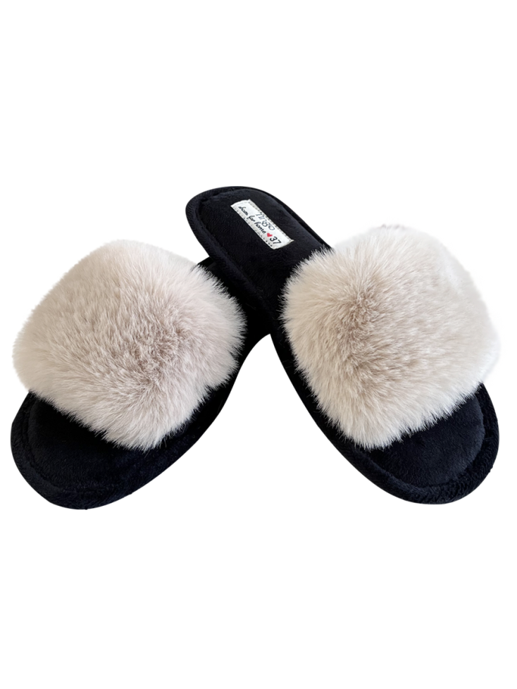 Тапочки домашние женские TINGO HL2447 - с мехом, бежевые, размеры 36-41