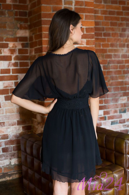 Халат женский из шифона Mia-Mia "Venera" 17303 черный Халат женский из шифона Mia-Mia "Venera" 17303 черный