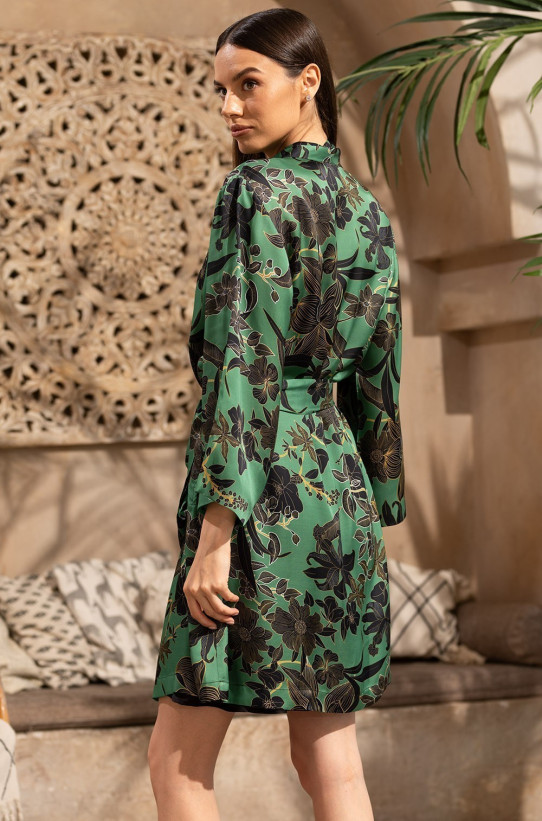 Короткий халат женский шелк+вискоза Mia-Amore "Orchids" 4193