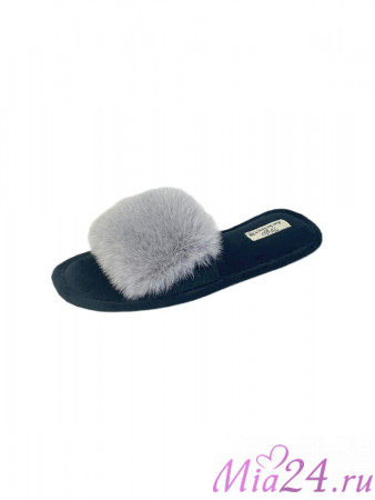 Тапочки домашние женские TINGO HL2447 - с мехом, серые, размеры 36-41
