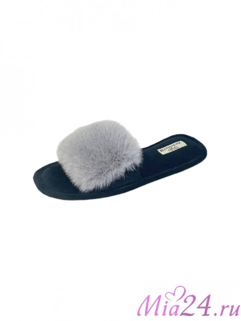 Тапочки домашние женские TINGO HL2447 - с мехом, серые, размеры 36-41