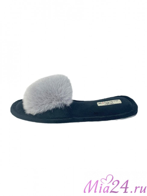 Тапочки домашние женские TINGO HL2447 - с мехом, серые, размеры 36-41