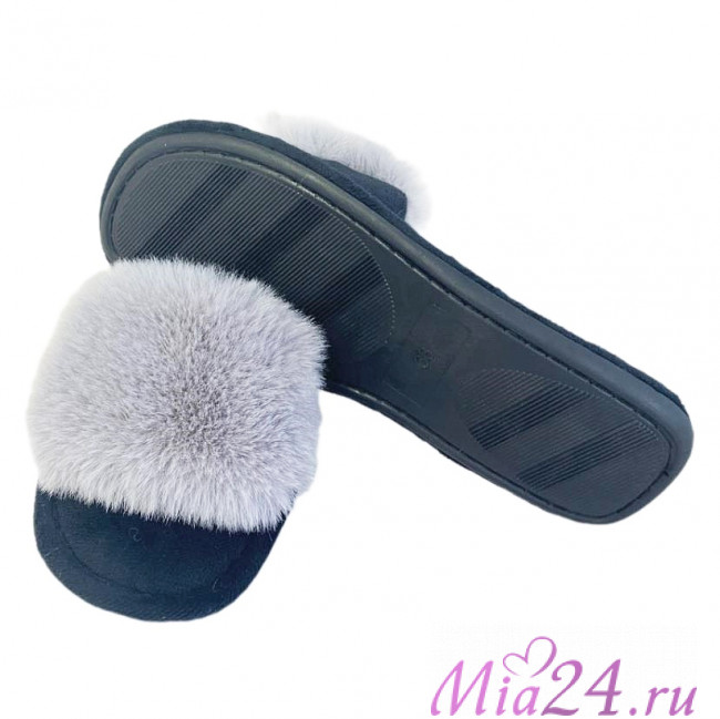 Тапочки домашние женские TINGO HL2447 - с мехом, серые, размеры 36-41