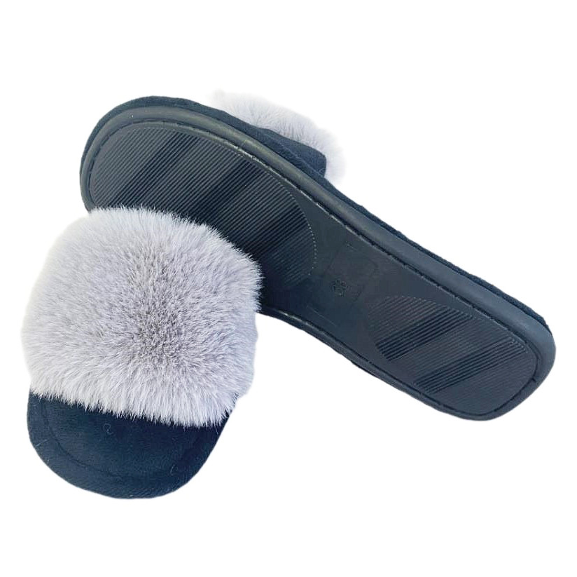 Тапочки домашние женские TINGO HL2447 - с мехом, серые, размеры 36-41