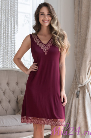 Сорочка женская с кружевом Mia-Amore Nuar 6248 бордо