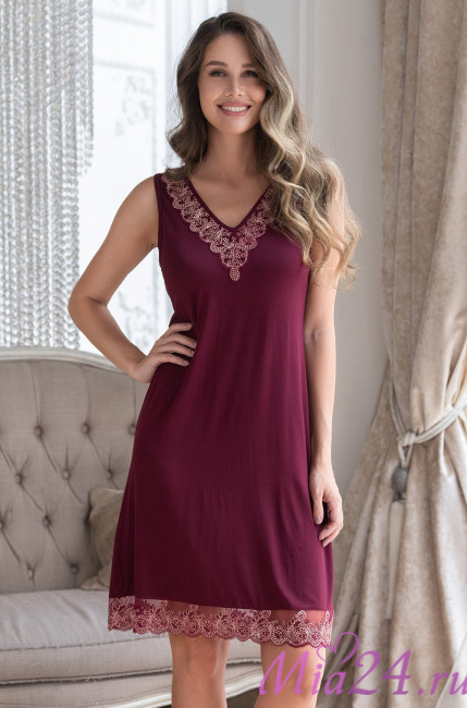 Сорочка женская с кружевом Mia-Amore Nuar 6248 бордо