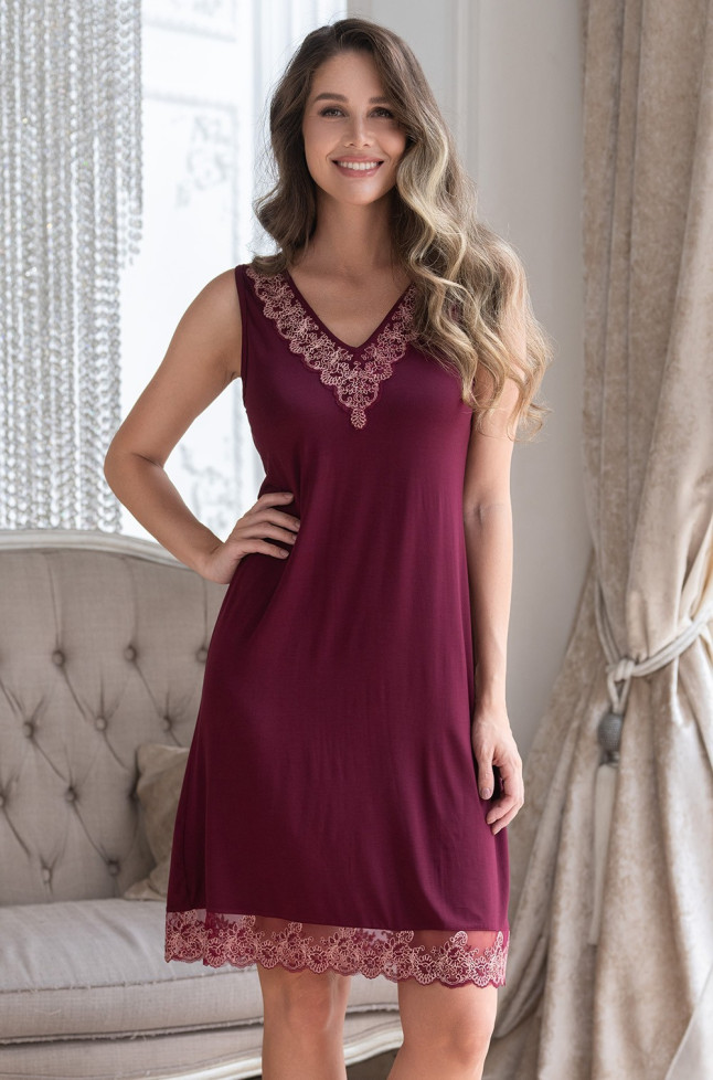 Сорочка женская с кружевом Mia-Amore Nuar 6248 бордо