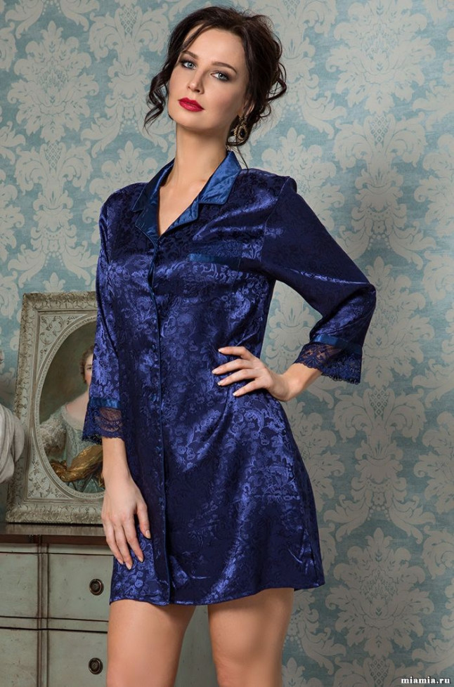 Халат на пуговицах Mia-Amore "Angelina Deluxe" 9537 синий