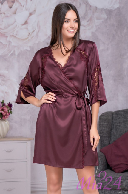 Халат женский Mia-Mella "Mirabella Fashion" 2213 сливовый Халат женский Mia-Mella "Mirabella Fashion" 2213 сливовый