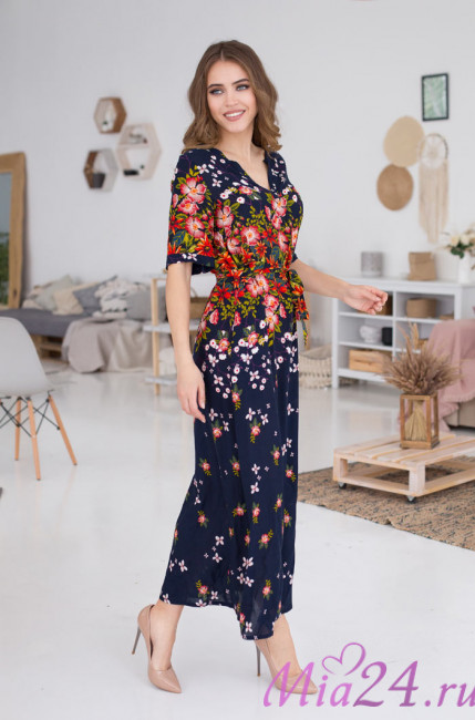 Платье длинное женское домашнее из вискозы Mia-Mia "Nelly" 16378