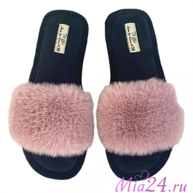 Тапочки домашние женские TINGO HL2447 - с мехом, розовые, размеры 36-41